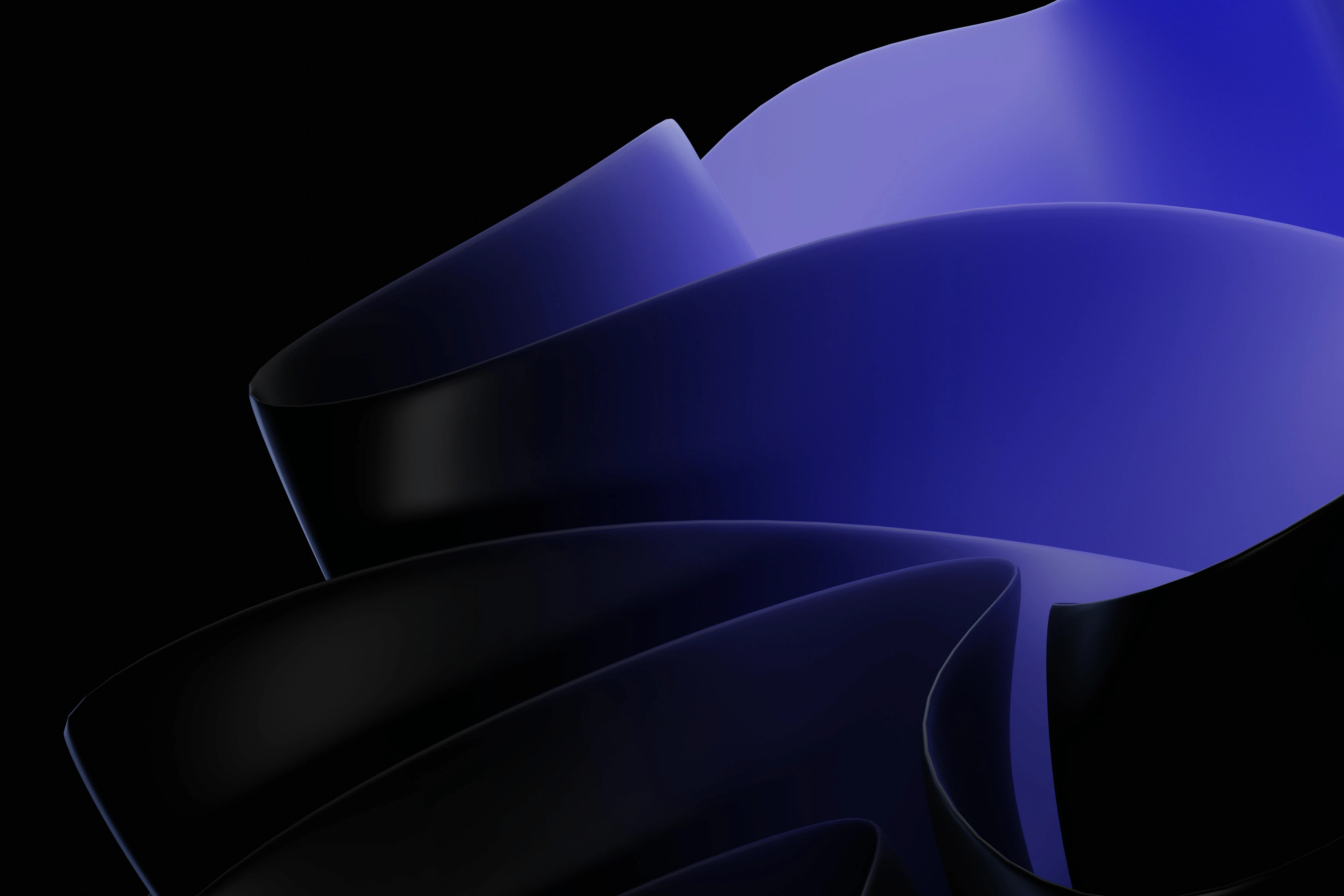 Abstract blue ribbons against a black background.